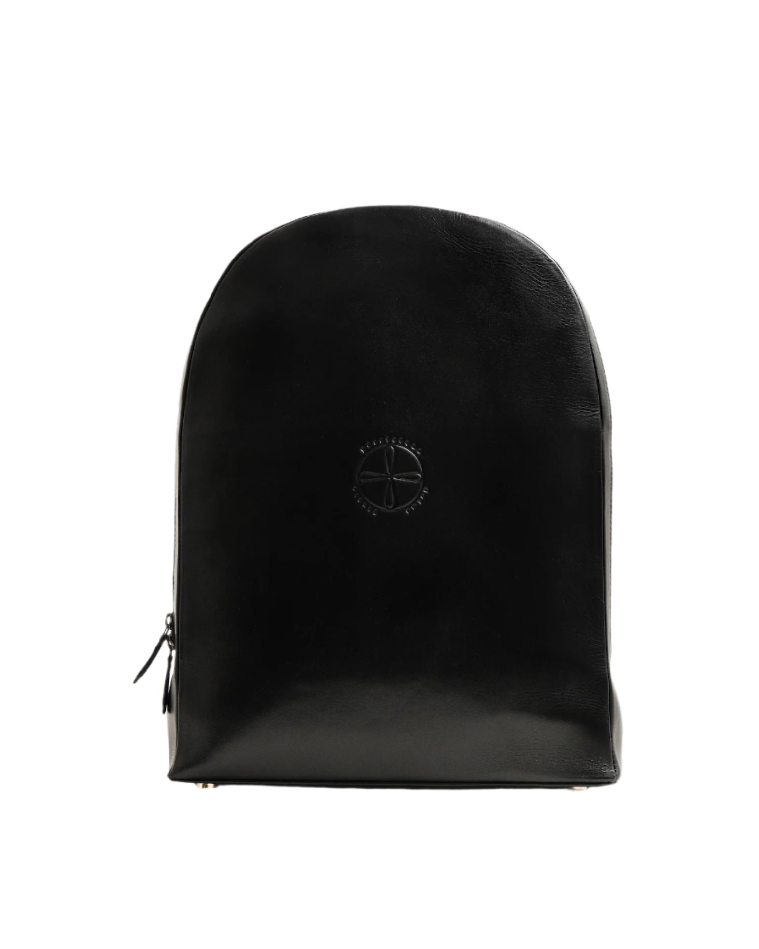 Real leather backpack in black shiny leather